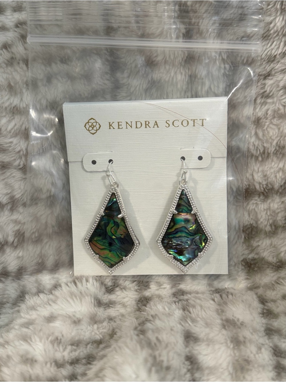 Kendra Scott Iridescent Abalone Drop Earrings in Green and Blue